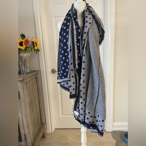 LOFT Navy and Gray polka dot scarf